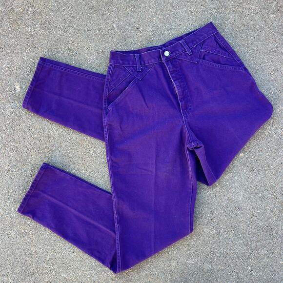 VTG 90s Roper Purple High Rise Wedgie Bareback Silver Concho Cowgirl Jeans 30x35 - Picture 3 of 10